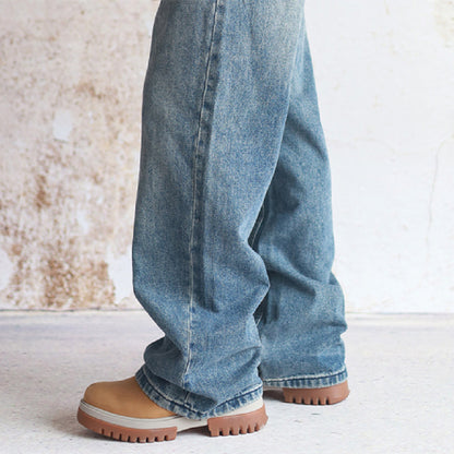 Heavy Water Washed Old Straight Leg Jeans