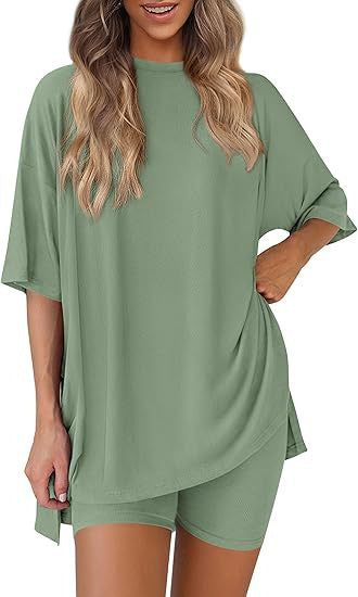 Casual Crew Neck Split Loose Shorts Short