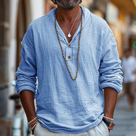 Retro Cotton And Linen Casual Long-Sleeved Shirt