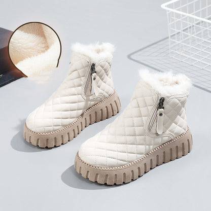 Women'S Plaid Pattern Platform Ankle Boots