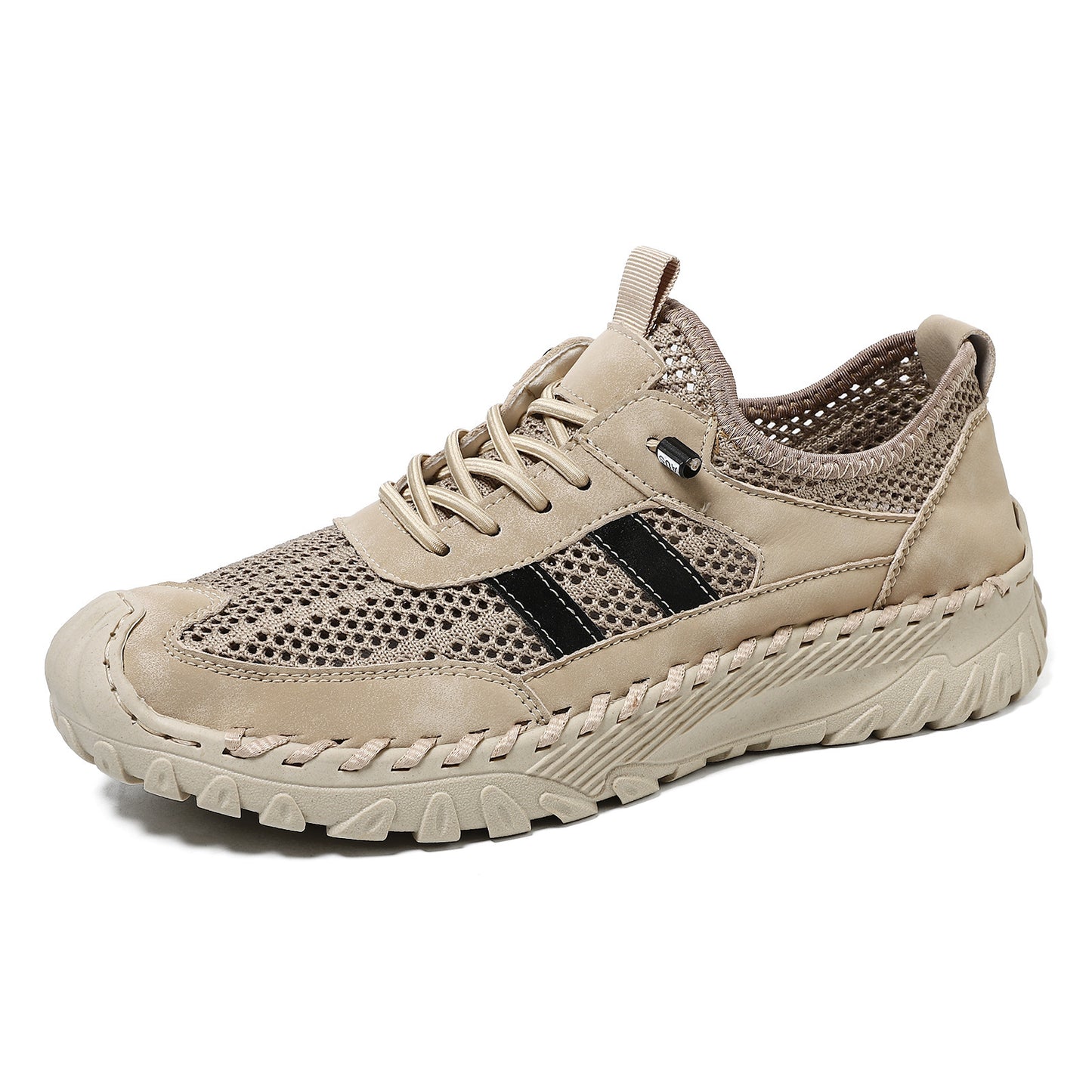 Plus Size Sewed Cowhide Mesh Korean Men'S