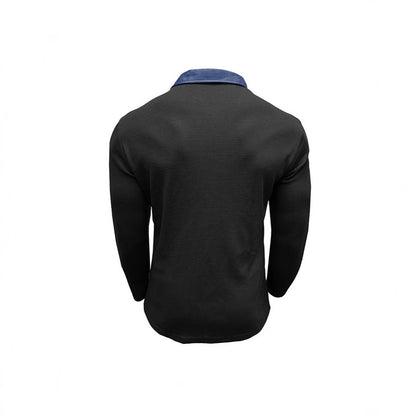Men'S Long-Sleeved Waffle Polo Shirt Top