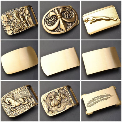 Pure Brass Belt Buckle Outer Wear Smooth