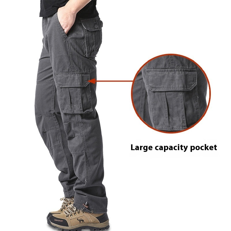 Cotton Multi-Pocket Cargo Pants Men'S Loose Wear-Resistant