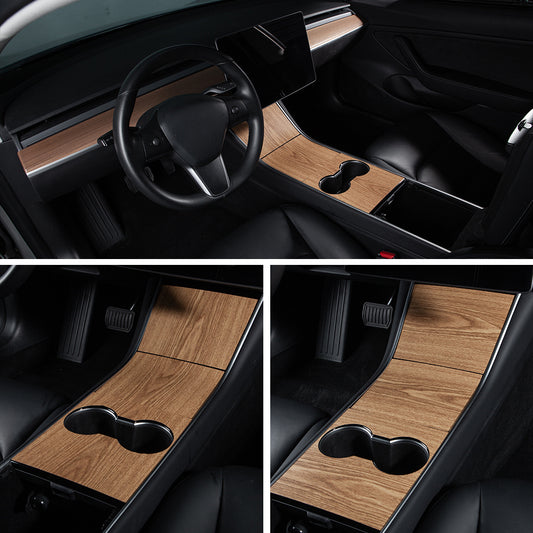 Central Control Film Wood Grain Sticker