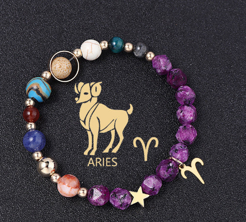 Twelve Constellations Bracelets Natural Stone Hemp Stone