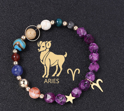 Twelve Constellations Bracelets Natural Stone Hemp Stone