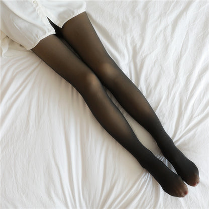 Fake Translucent Plus Size Leggings Fleece Lined
