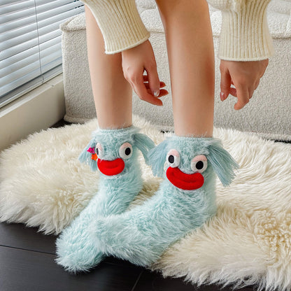 Funny Mid-Calf Length Thermal Room Socks