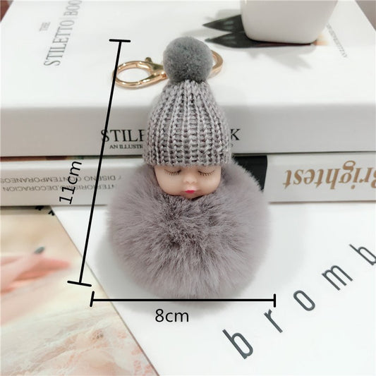 Sleeping Cute Fuzzy Ball Pendant Cute Doll