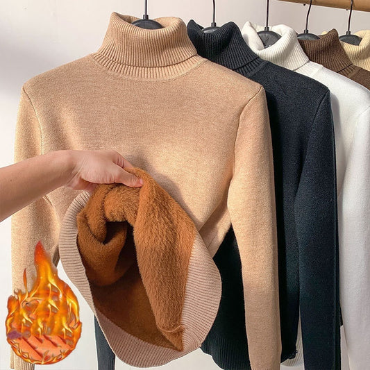 Turtle Neck Sweater Women Elegant Thick Female