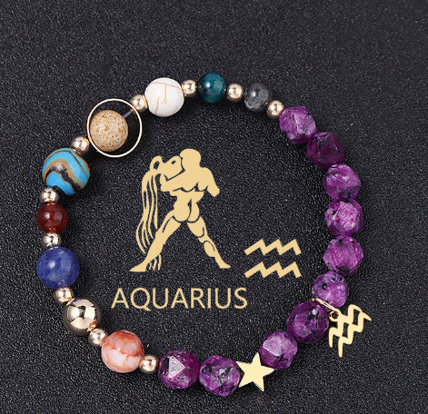 Twelve Constellations Bracelets Natural Stone Hemp Stone