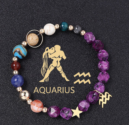 Twelve Constellations Bracelets Natural Stone Hemp Stone