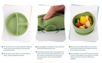 Siiicone Baby Feeding Set With Suction, 10