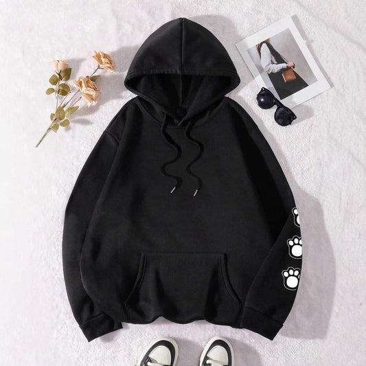 Funny Dog Cartoon Printed Hoodie Women'S Warm