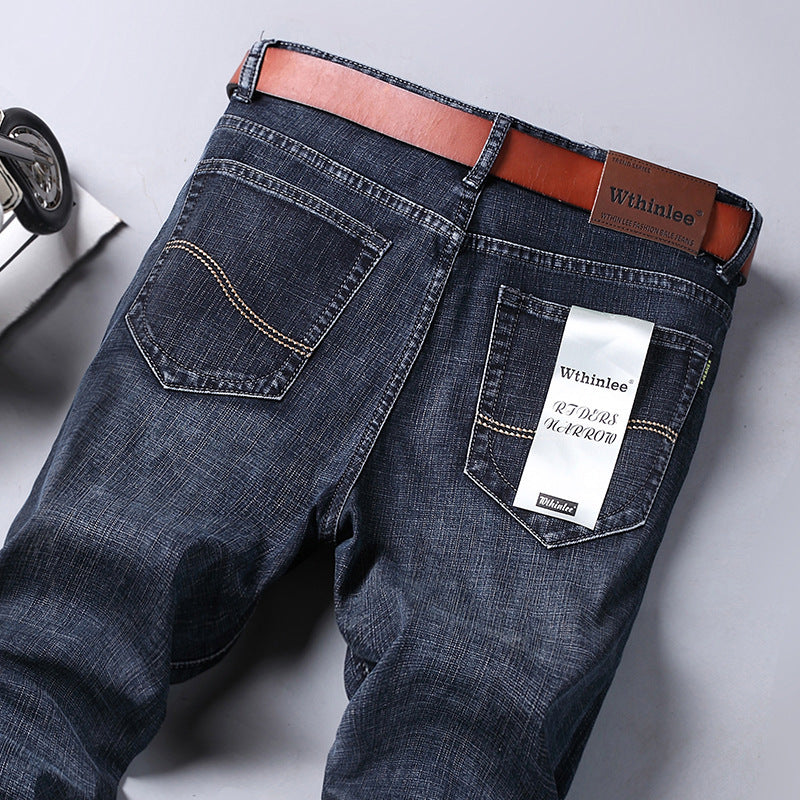 Jeans Men'S Straight Loose Casual Pants Fleece-Lined
