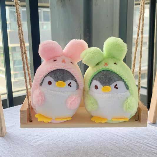 かわいいペンギン変身ウサギぬいぐるみペンダントキーホルダー