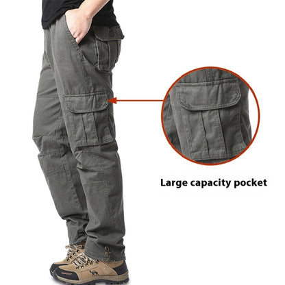 Cotton Multi-Pocket Cargo Pants Men'S Loose Wear-Resistant