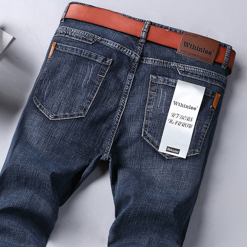 Jeans Men'S Straight Loose Casual Pants Fleece-Lined
