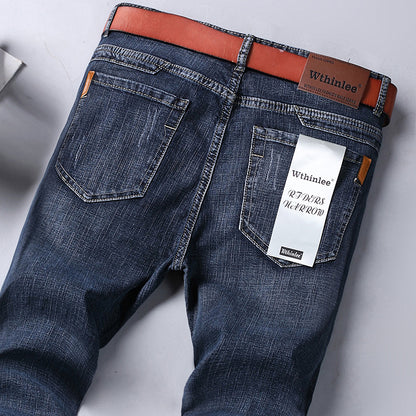 Jeans Men'S Straight Loose Casual Pants Fleece-Lined