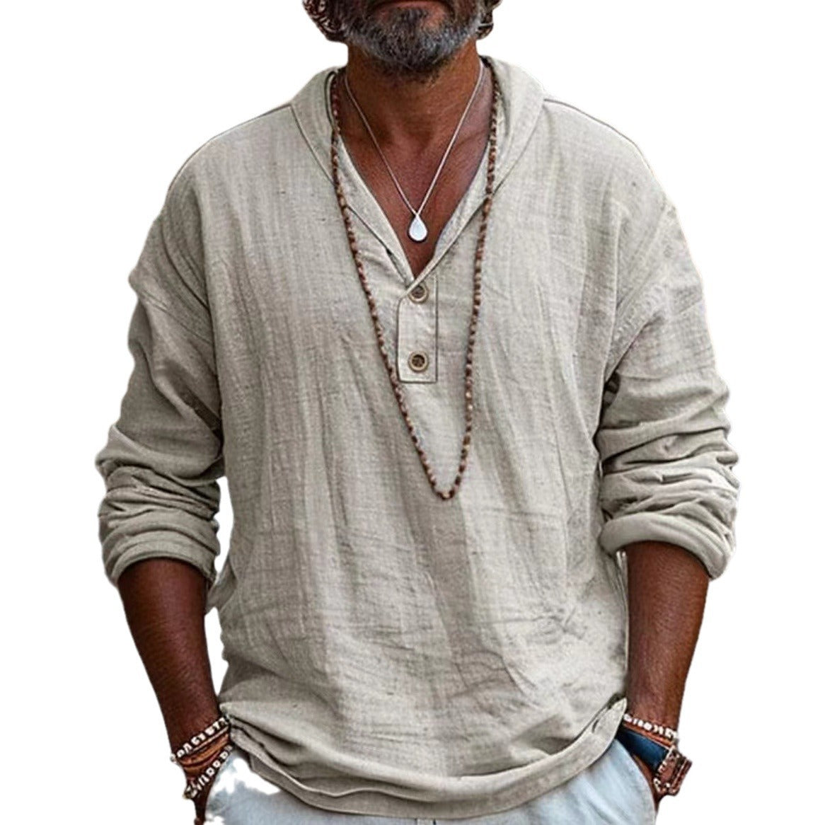 Retro Cotton And Linen Casual Long-Sleeved Shirt