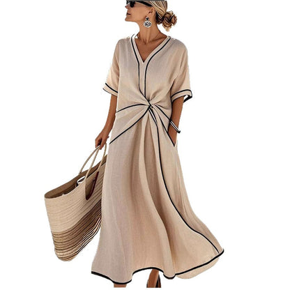Women'S Loose Striped Print Long Dress