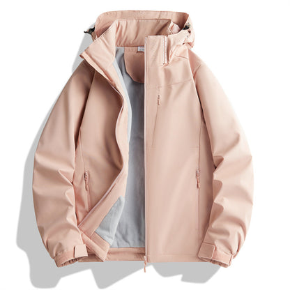 Couple Single-Layer Jacket Windproof Sports Fleece-Lined Padded