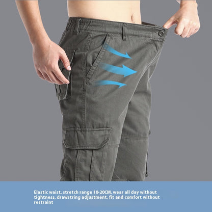 Cotton Multi-Pocket Cargo Pants Men'S Loose Wear-Resistant