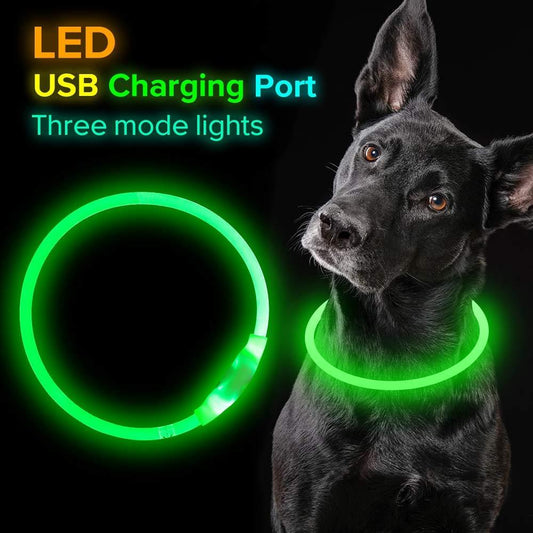 点滅する首輪 USB充電式 光るネックレス 安全