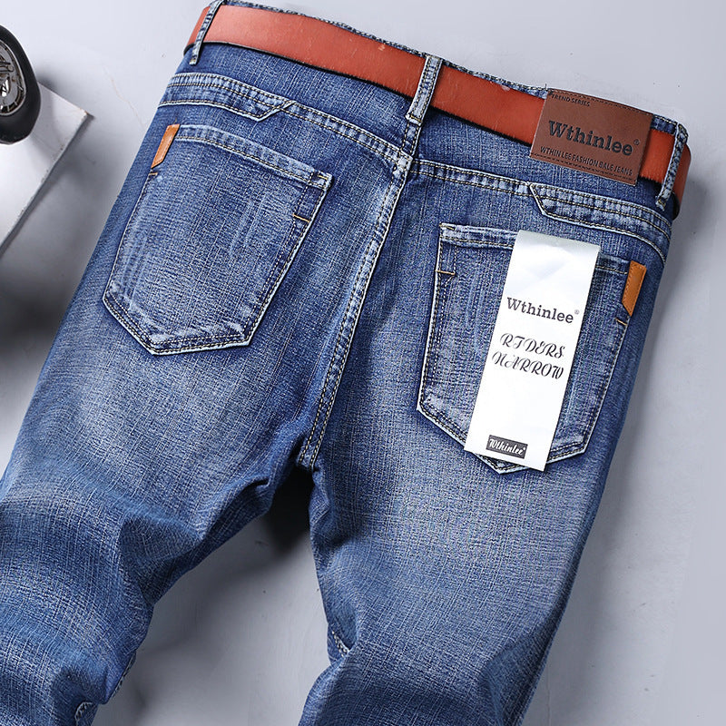 Jeans Men'S Straight Loose Casual Pants Fleece-Lined
