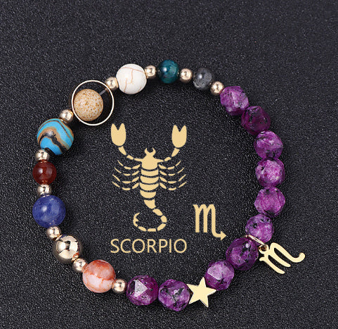 Twelve Constellations Bracelets Natural Stone Hemp Stone