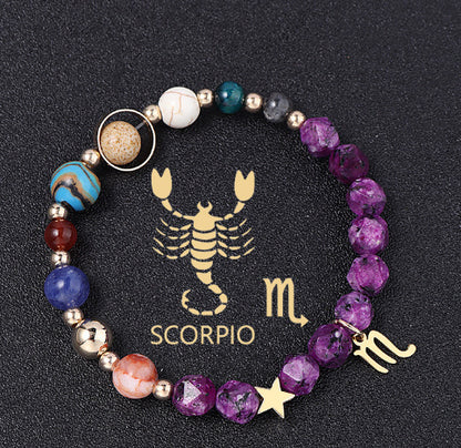 Twelve Constellations Bracelets Natural Stone Hemp Stone