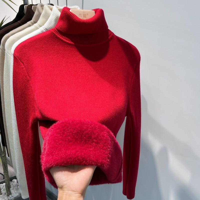 Turtle Neck Sweater Women Elegant Thick Female