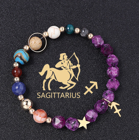 Twelve Constellations Bracelets Natural Stone Hemp Stone