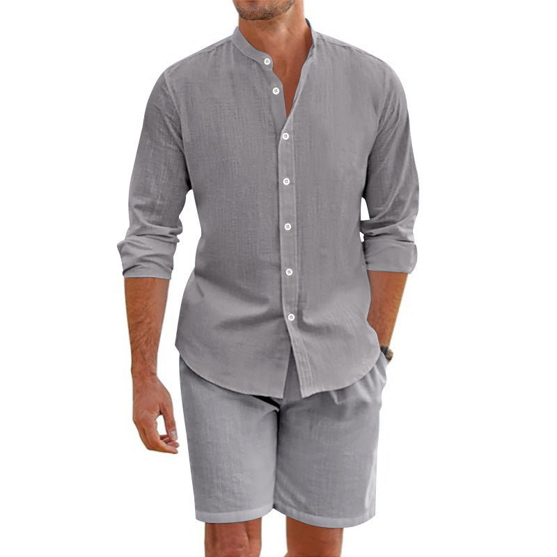 Summer Short Shirt Suit Lapel Button Down
