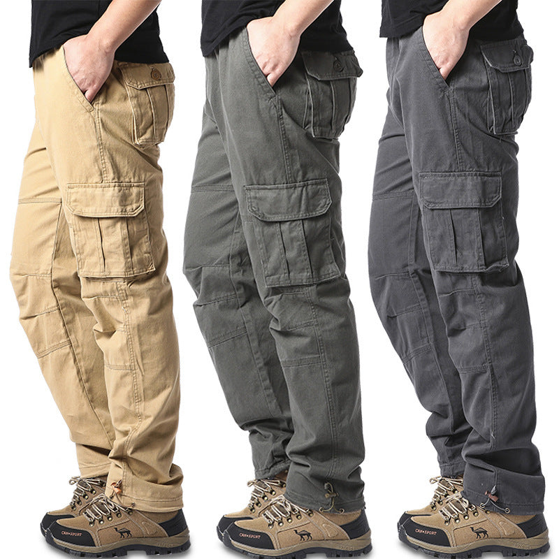 Cotton Multi-Pocket Cargo Pants Men'S Loose Wear-Resistant