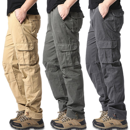 Cotton Multi-Pocket Cargo Pants Men'S Loose Wear-Resistant
