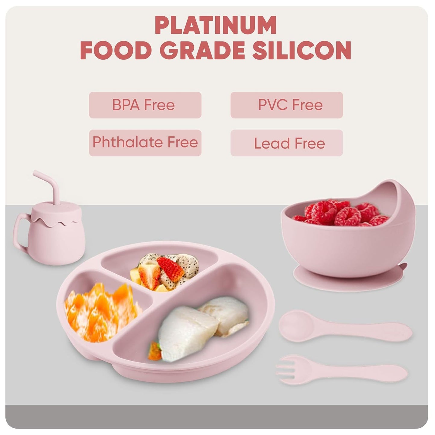 Silicone Baby Feeding Set With Suction, 10
