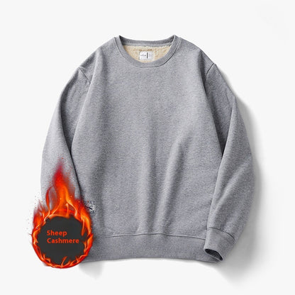 Fleece Sweatshirt Round Neck Pullover Top For