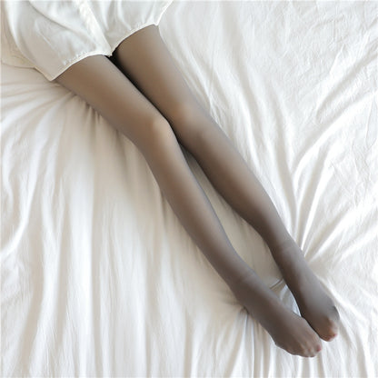 Fake Translucent Plus Size Leggings Fleece Lined