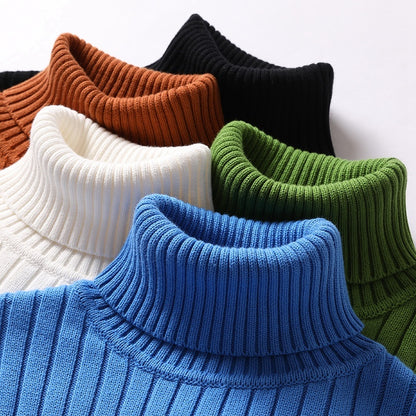 Turtleneck Sweater Men Women Ins Solid Striped