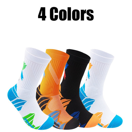 4 Pairs Men Compression Running Socks Crew