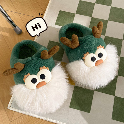 Cute Cartoon Christmas Deer Cotton Shoes Indoor