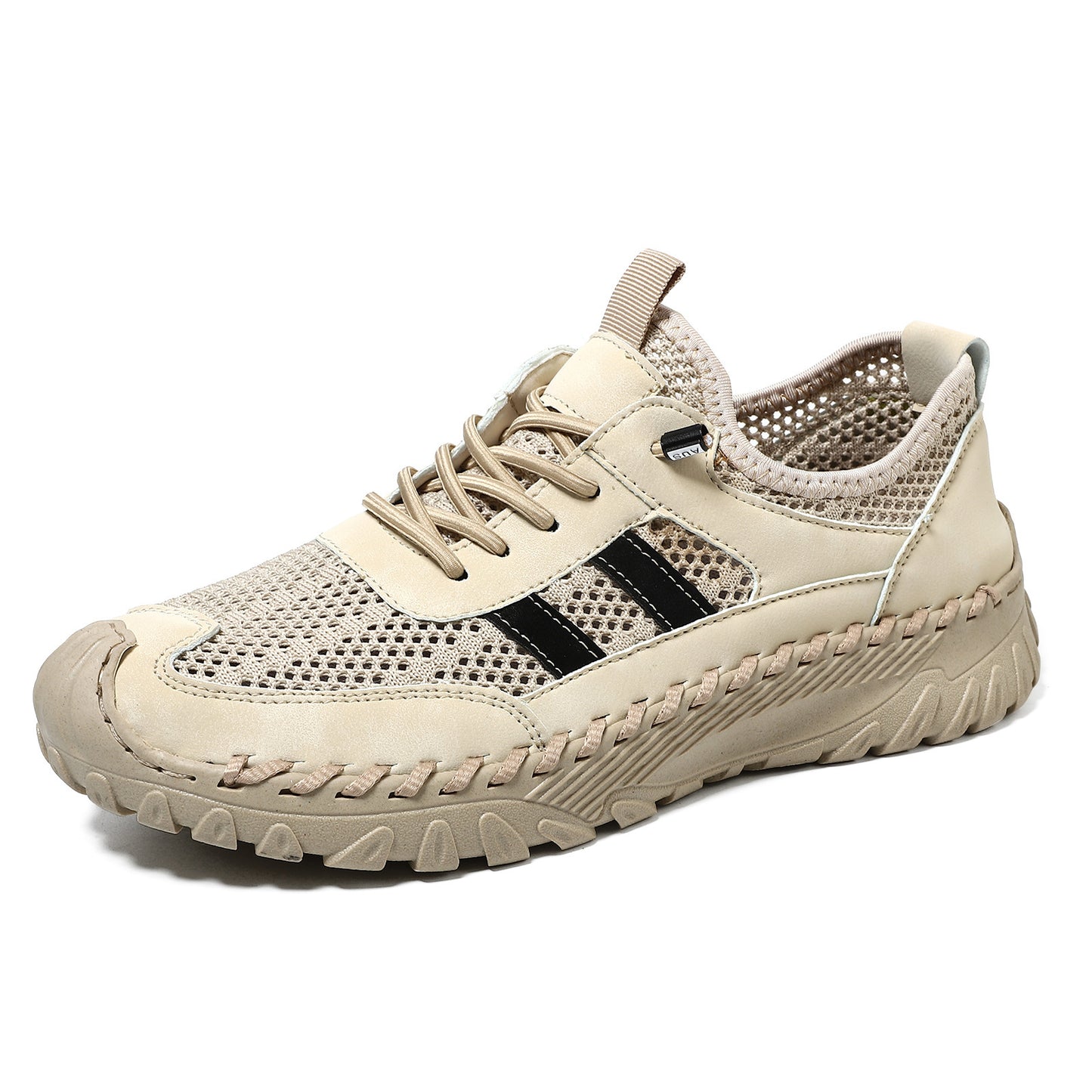 Plus Size Sewed Cowhide Mesh Korean Men'S