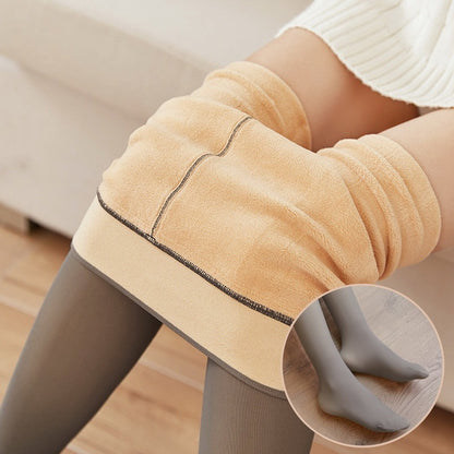 Fake Translucent Plus Size Leggings Fleece Lined