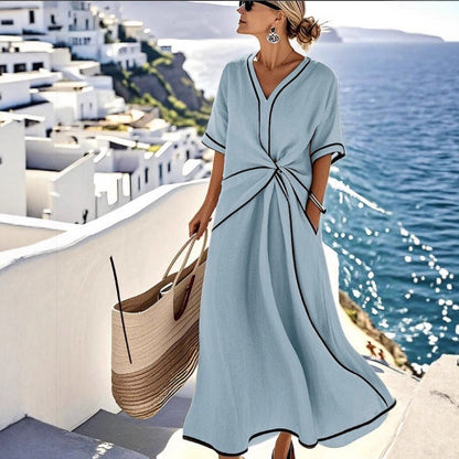 Women'S Loose Striped Print Long Dress