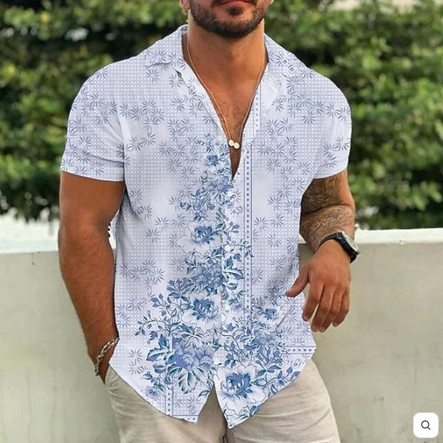Printed Short Sleeve Polo Shirt