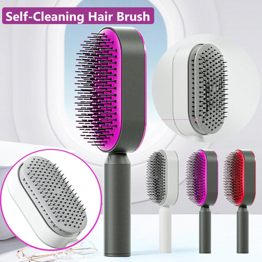 Self Cleaning Hair Brush For One-Key Cleaning