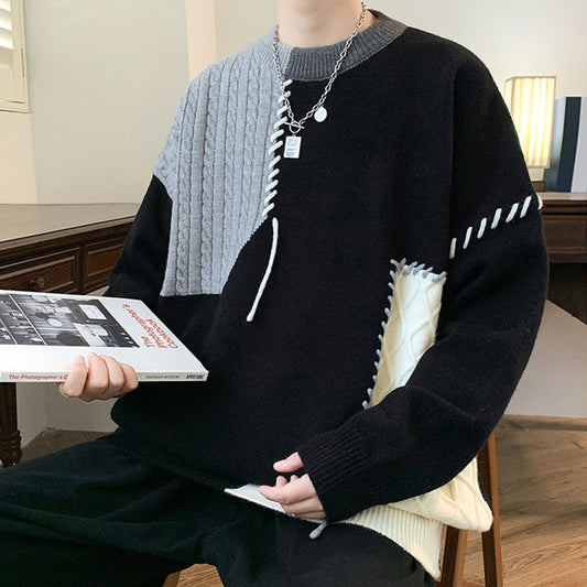 Colorblock Pullover Sweater Sleeve Top Men'S Clothing