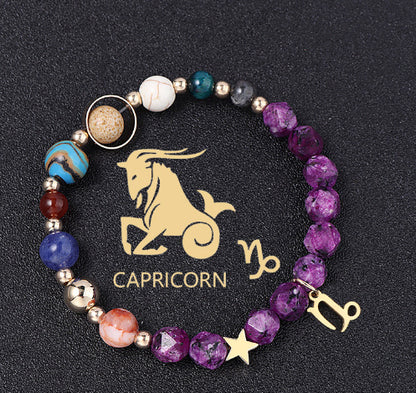 Twelve Constellations Bracelets Natural Stone Hemp Stone